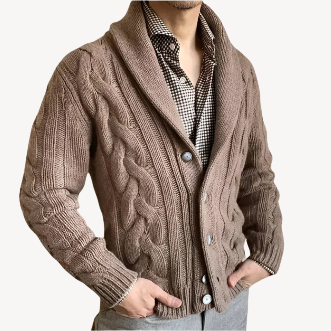 Warm Crew Neck Men's Cardigan Sweater