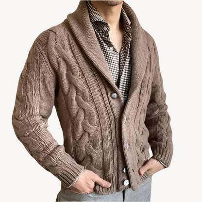 Warm Crew Neck Men's Cardigan Sweater