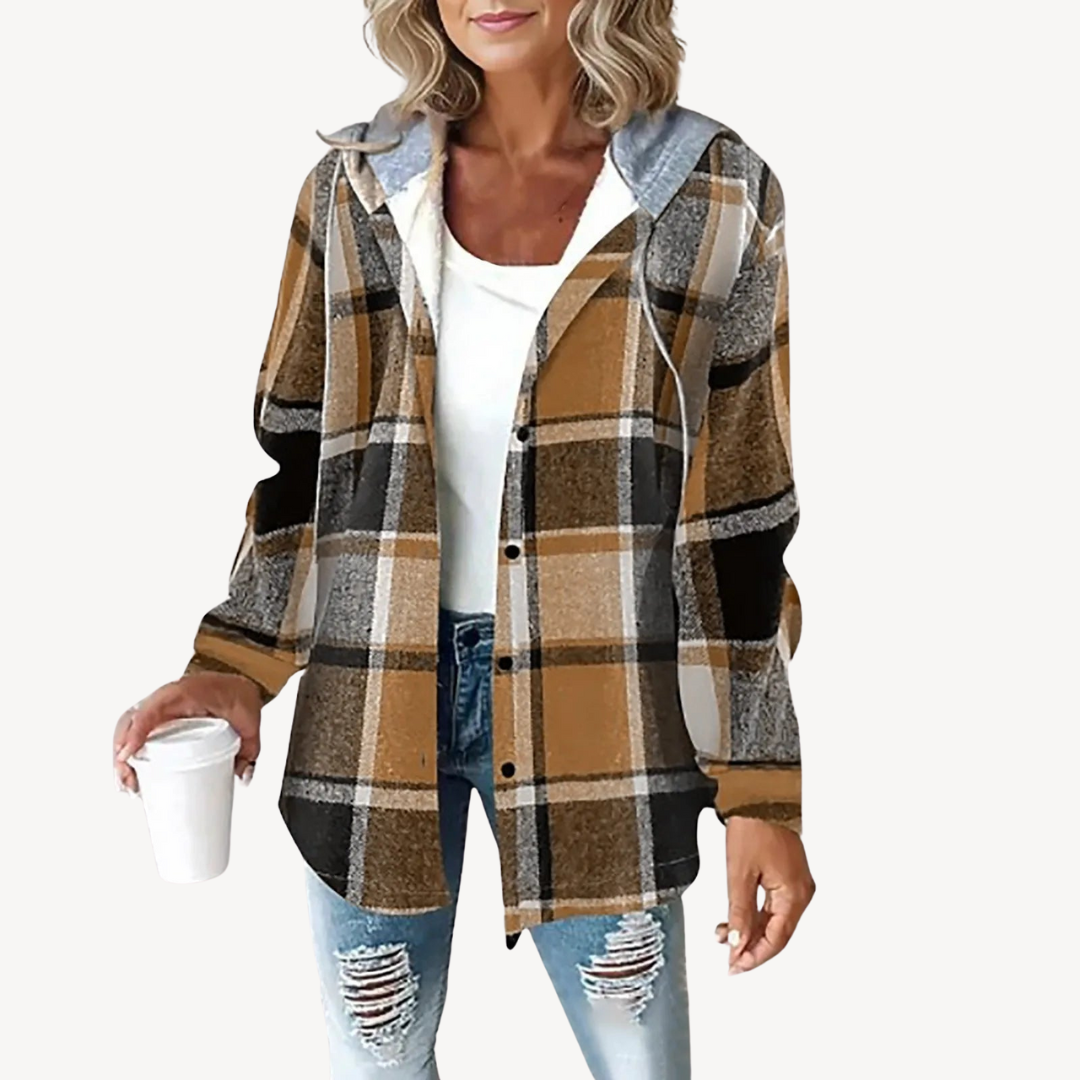 Checked Flannel Hoodie Coat