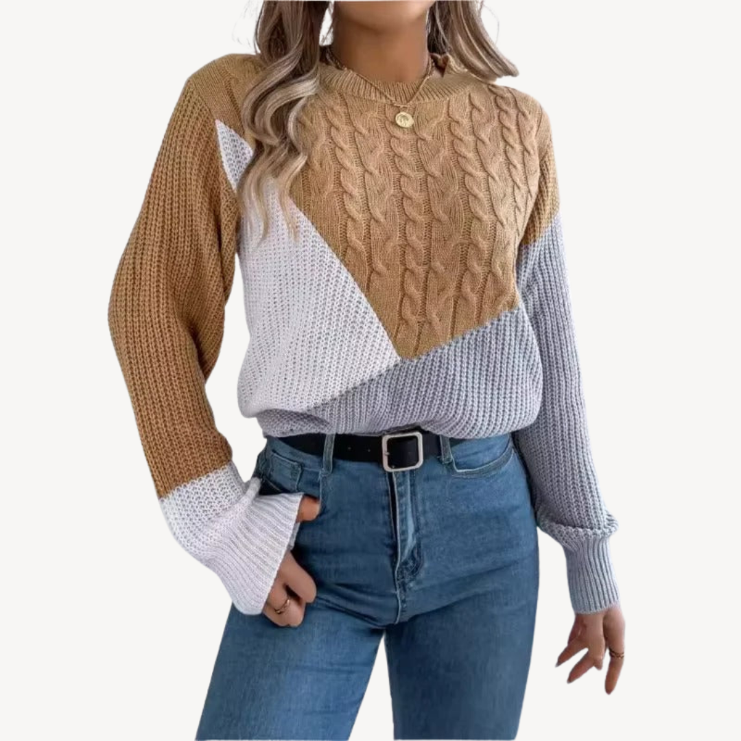 Multicolor Crew Neck Women Sweater - OutfitLondon