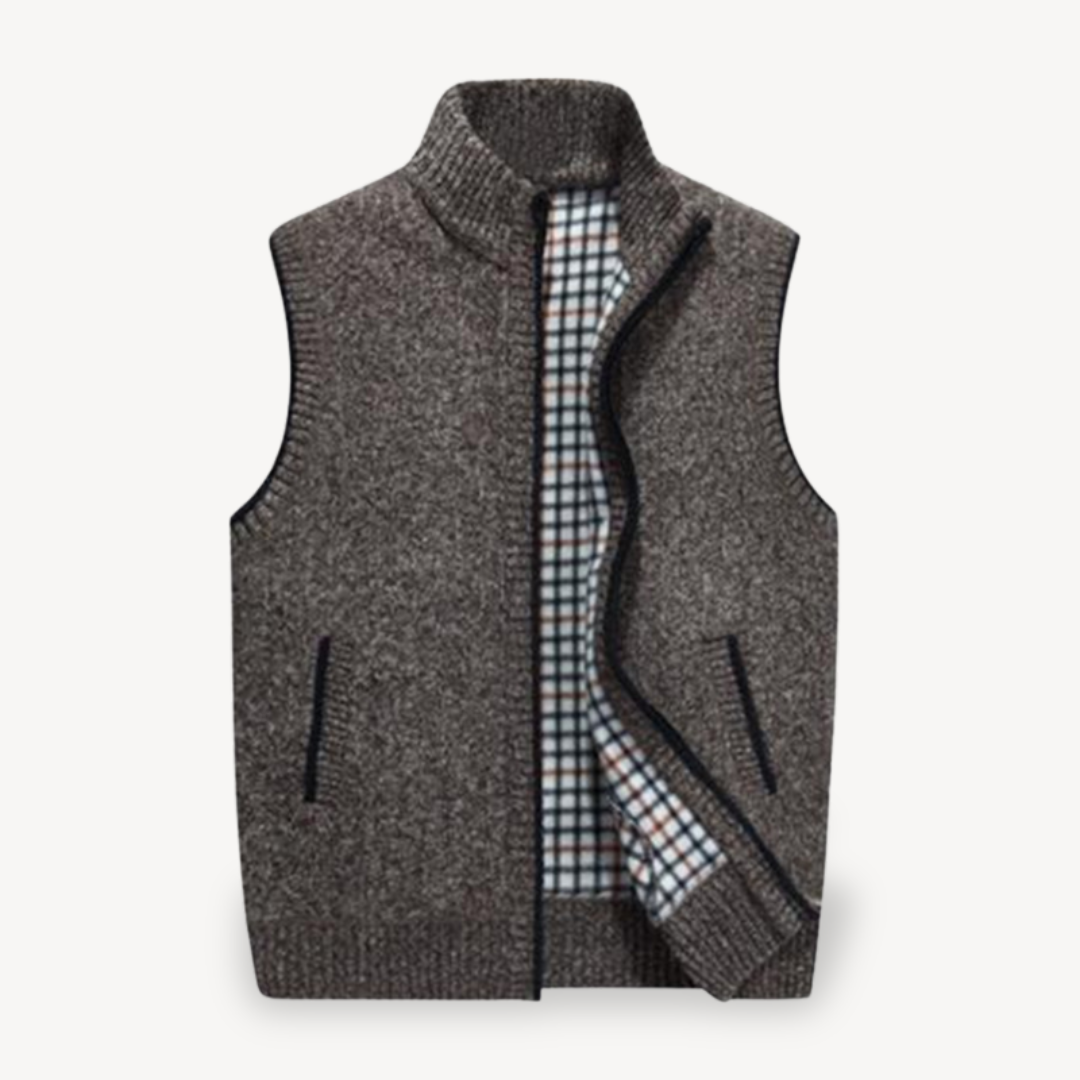 Warm Plaid Lined Men's Vest