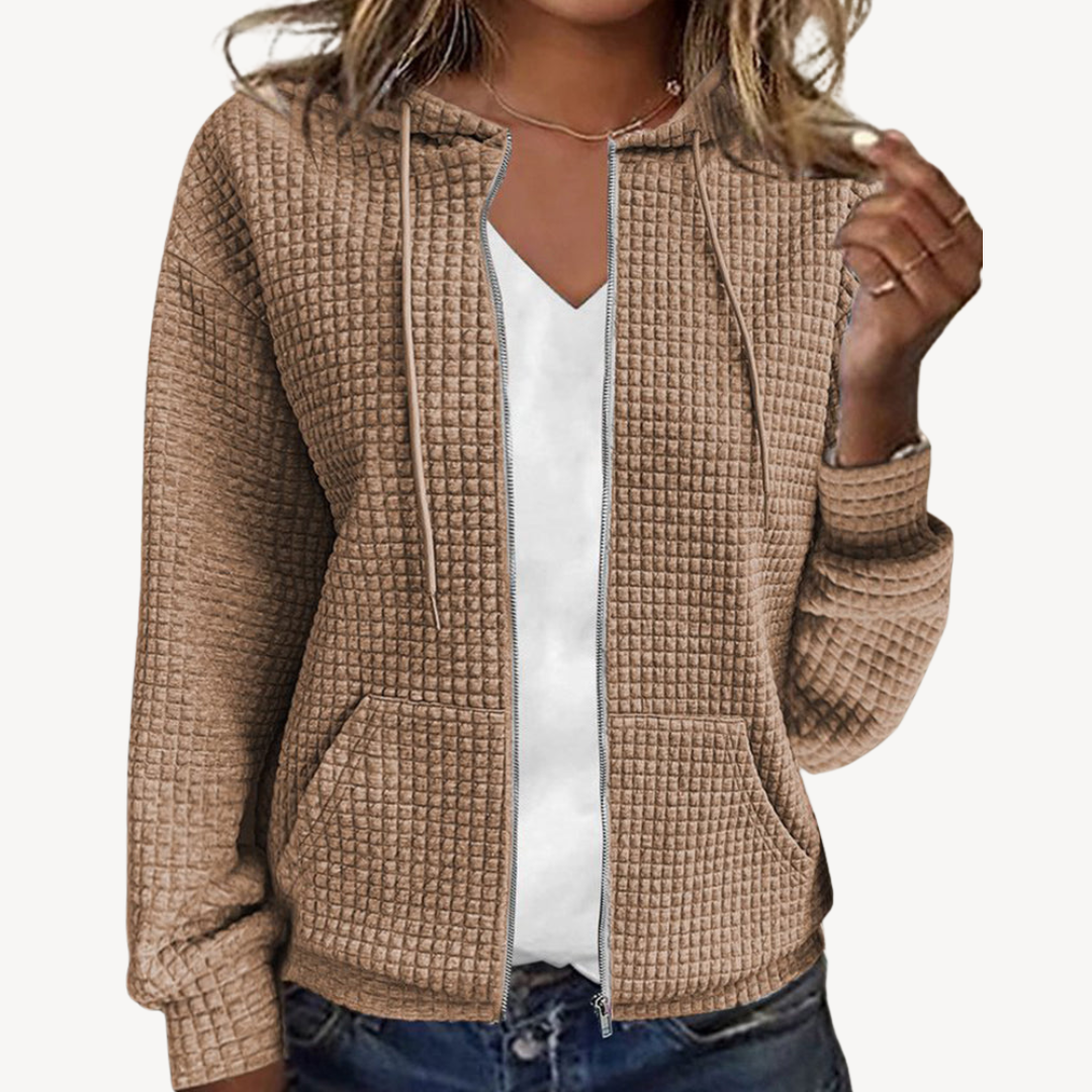 Soft Women's Textured Zip Hoodie Jacket