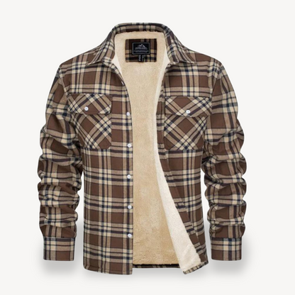Warm Plaid Sherpa Lined Flannel Shirt for Men
