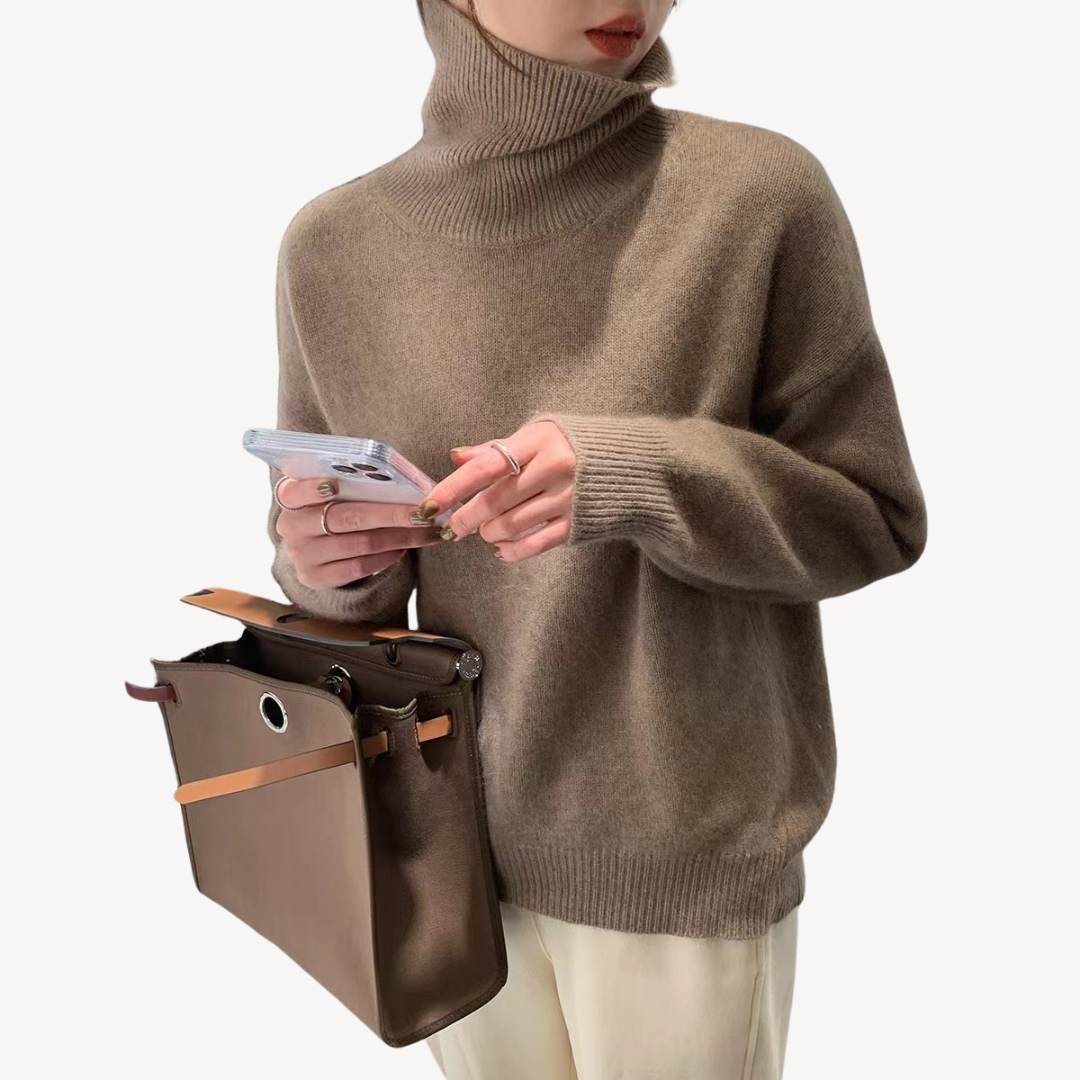 Cozy Women's Cable Knit Turtleneck Jumper