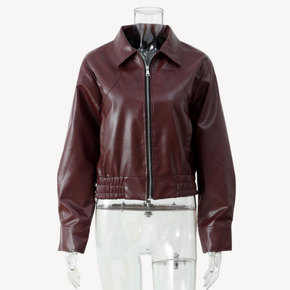 Warm Faux Leather Padded Jacket for Ladies