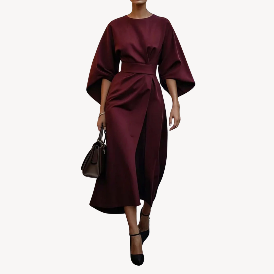 Casual Waist Tie Midi Dress