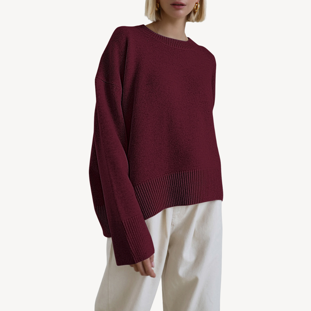 Large Soft Wool Crew Neck Sweater for Women