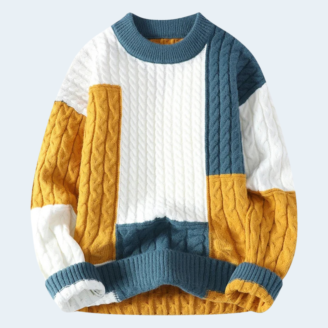 Stylish Mens Colorblock Knit Sweater