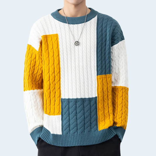 Stylish Mens Colorblock Knit Sweater - OutfitLondon