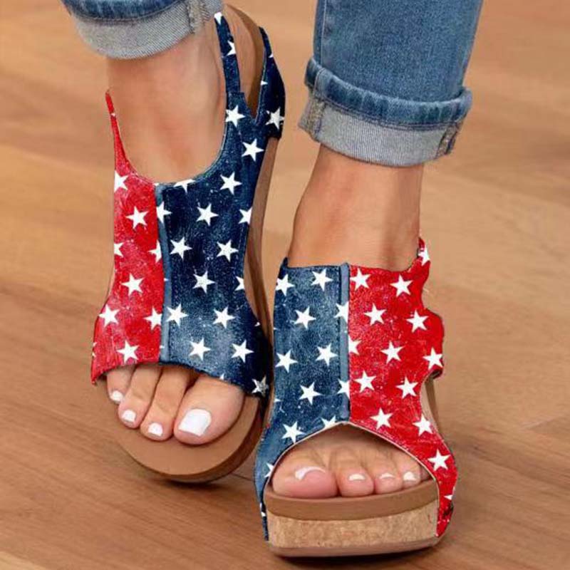 Women's Cork Platform Wedges Slingback Ankle Buckle Strap Sandals