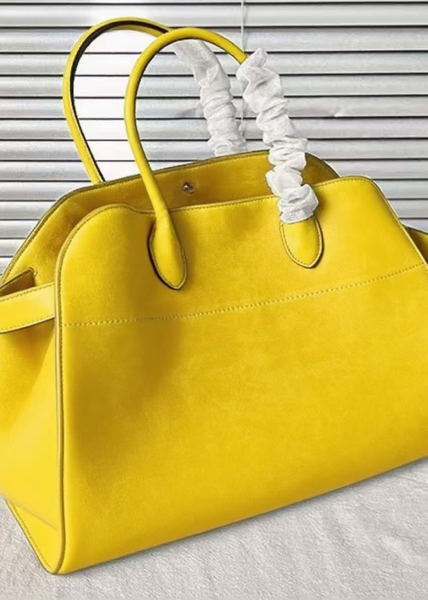 Women's Suede Tote Bag Large Yellow - OutfitLondon