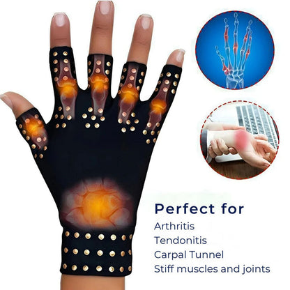 Fingerless Arthritis Gloves | Magnetic Compression Gloves for Arthritis Pain Relief - Improved Circulation - Reduced Swelling