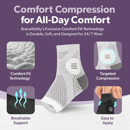 Ankle Compression Socks Support Sleeve – Foot Brace for Plantar Fasciitis, Tendonitis, Arthritis, Ankle Sprains