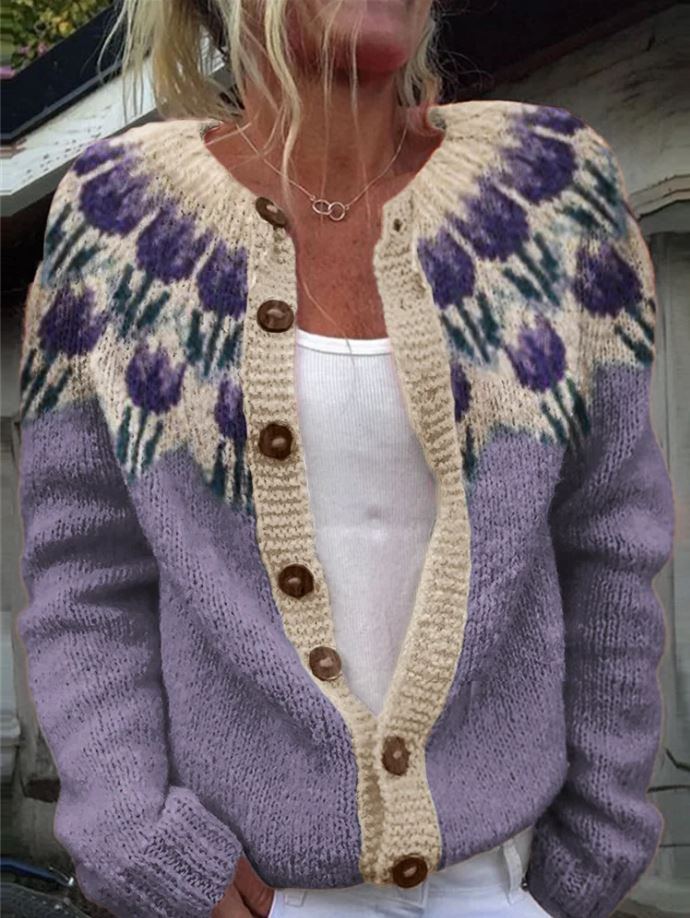 Women's Floral Knit Sweater