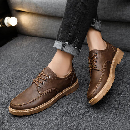 Men's Lace-up Shoes Robust Leather Shoes in Casual Style for Leisure and Everyday use