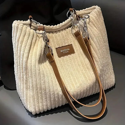 Stylish Women's Corduroy Zipper Handbag