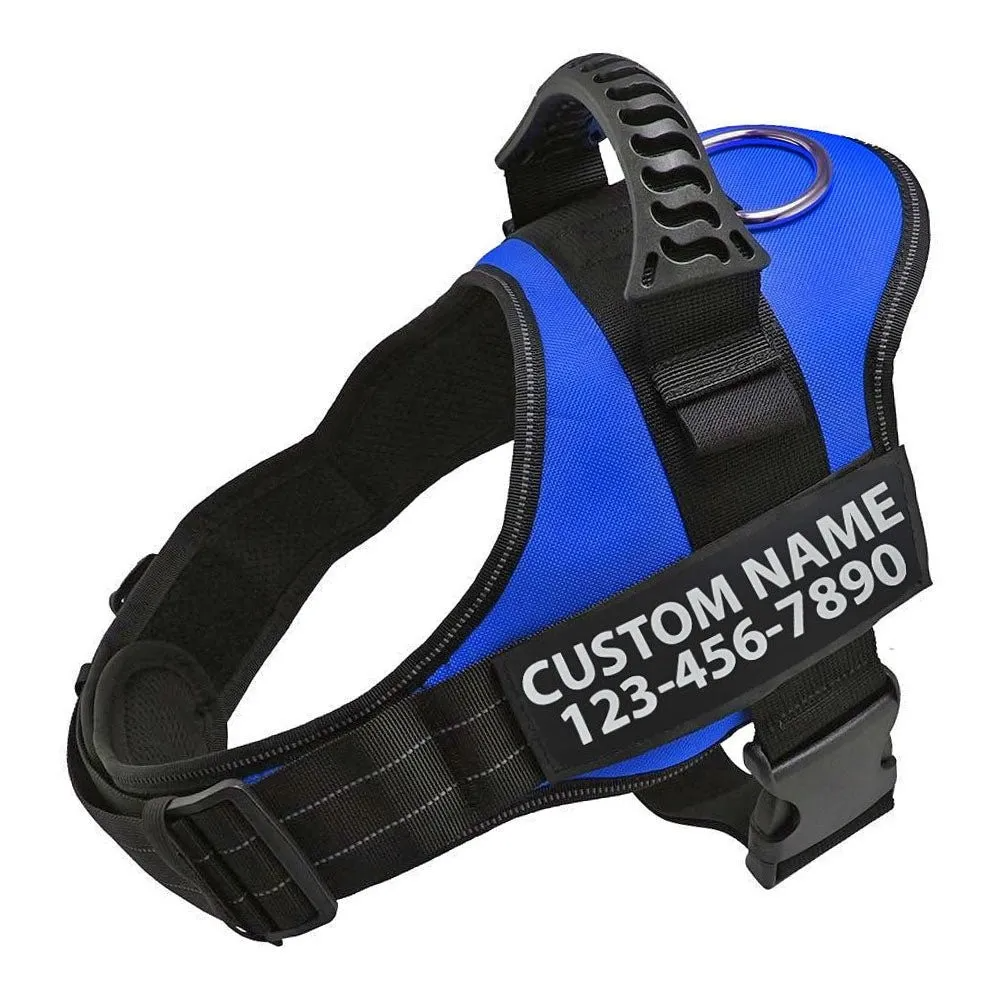 Personalised Dog Harness Strong No Pull Premium Custom Name Reflective Vest