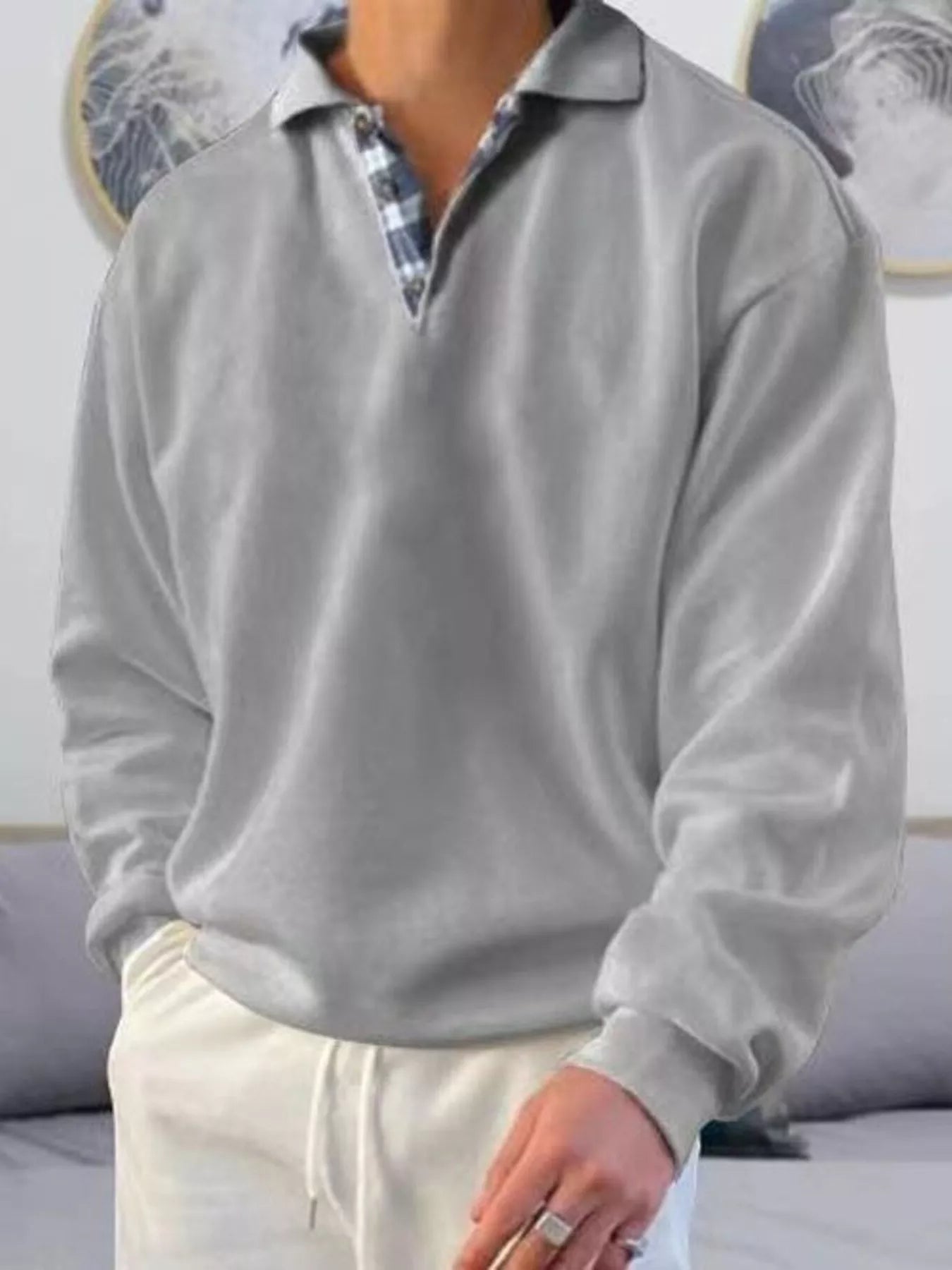Large Mens Traditional Long Sleeve Polo Shirt