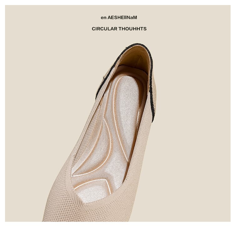 Comfortable Classy Knit Cap Toe Flats-Apricot