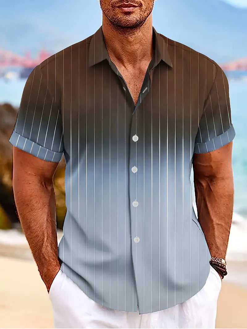 Casual Striped Short Sleeve Men's Summer Shirt