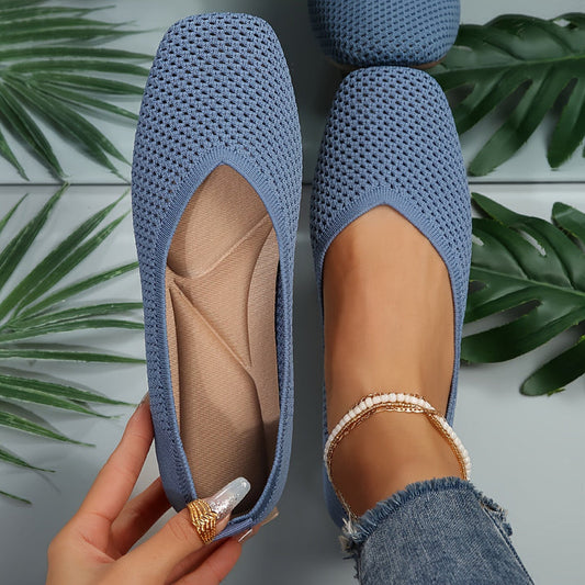 Navy Comfortable Flat Shoes - OutfitLondon