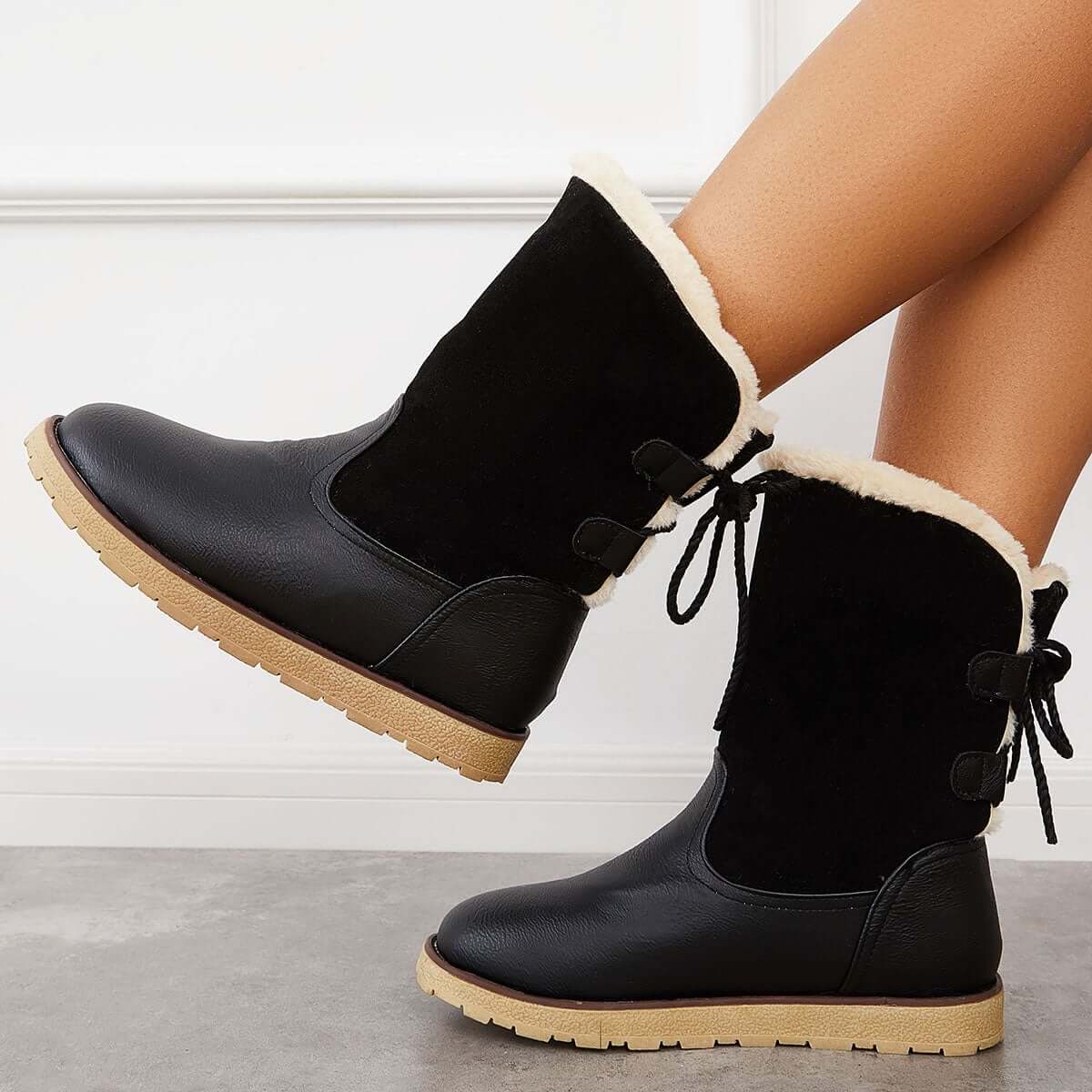 Non Slip Waterproof Snow Anke Boots Warm Fur Lined Booties