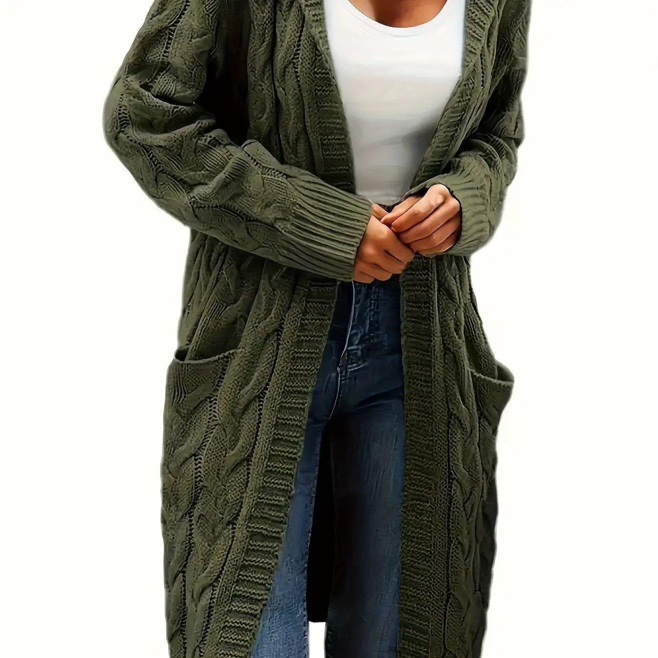 Cozy Open Front Winter Cardigan with Pockets