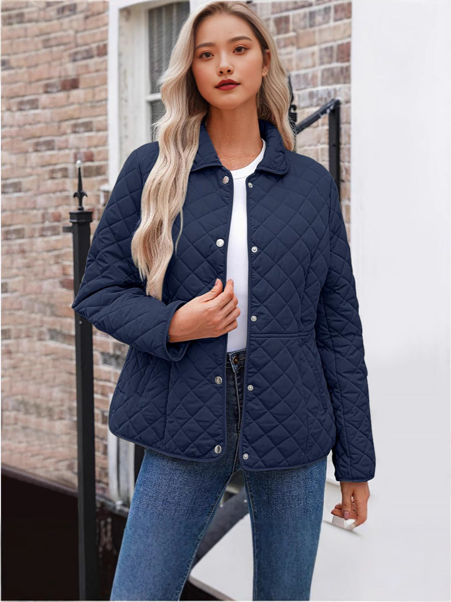 Women's Casual Quilted Lapel Collar Jacket