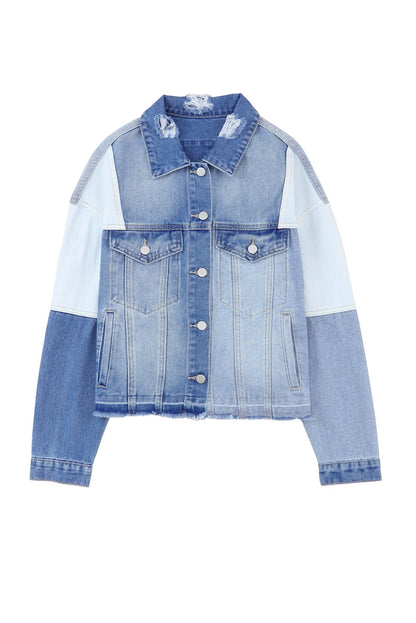 Trendy Distressed Denim Jacket for Women