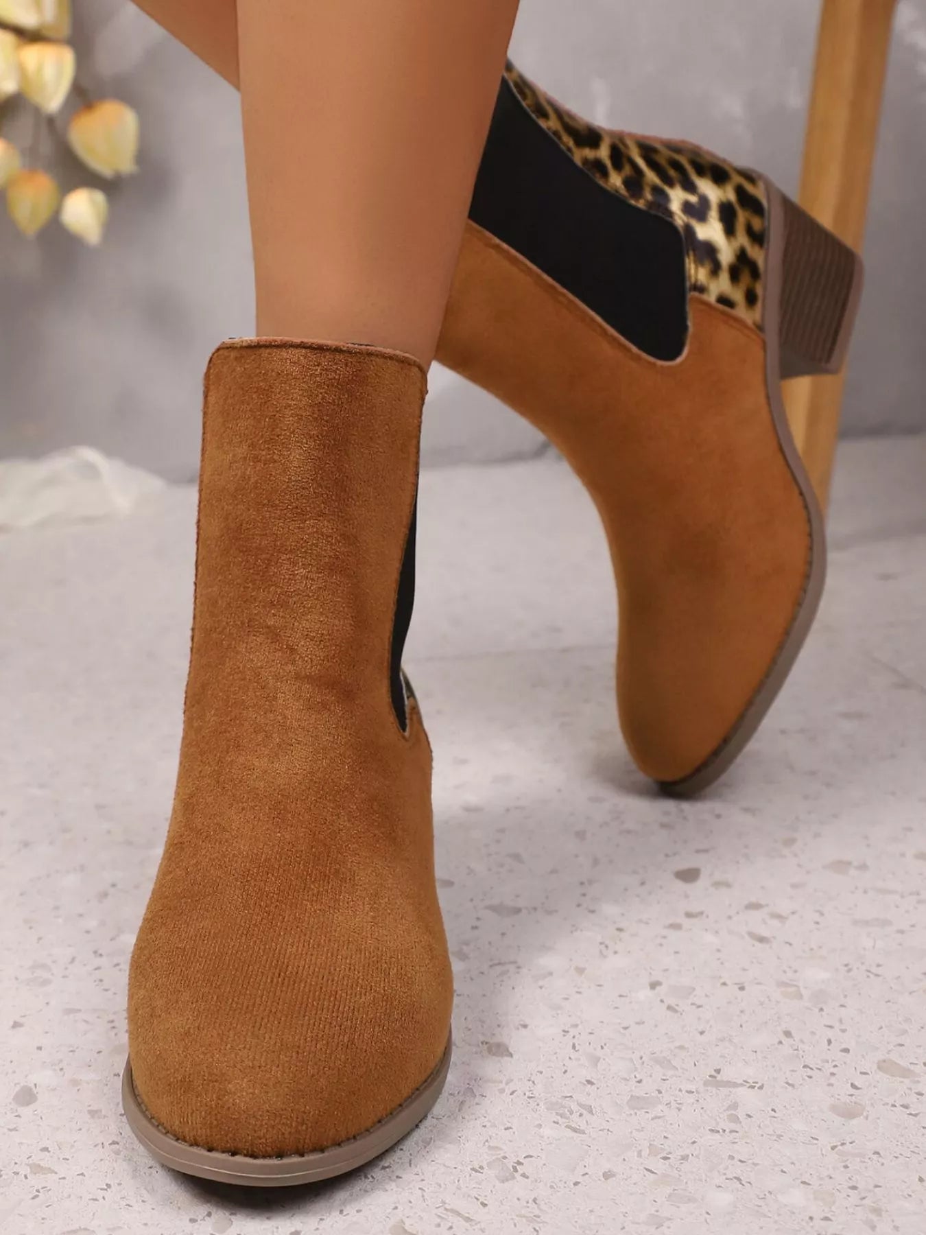 Wildlife Print Block Heel Ankle Boot
