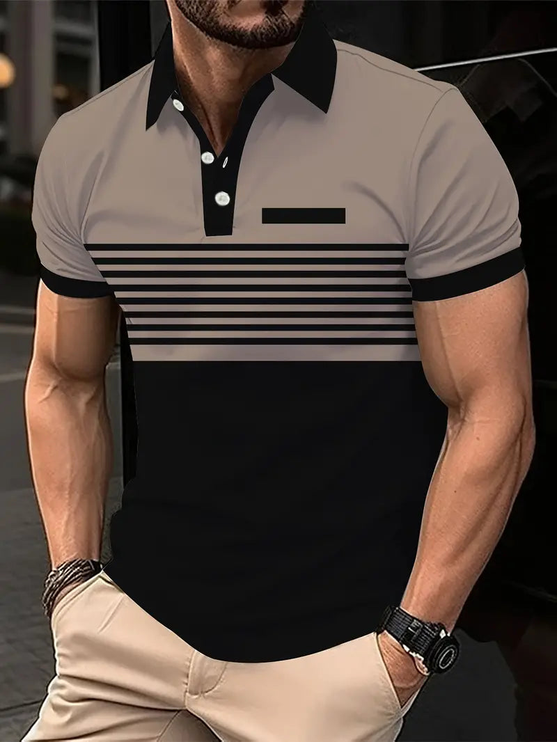 Men's Colorful Stripe Golf Polo Shirts - OutfitLondon
