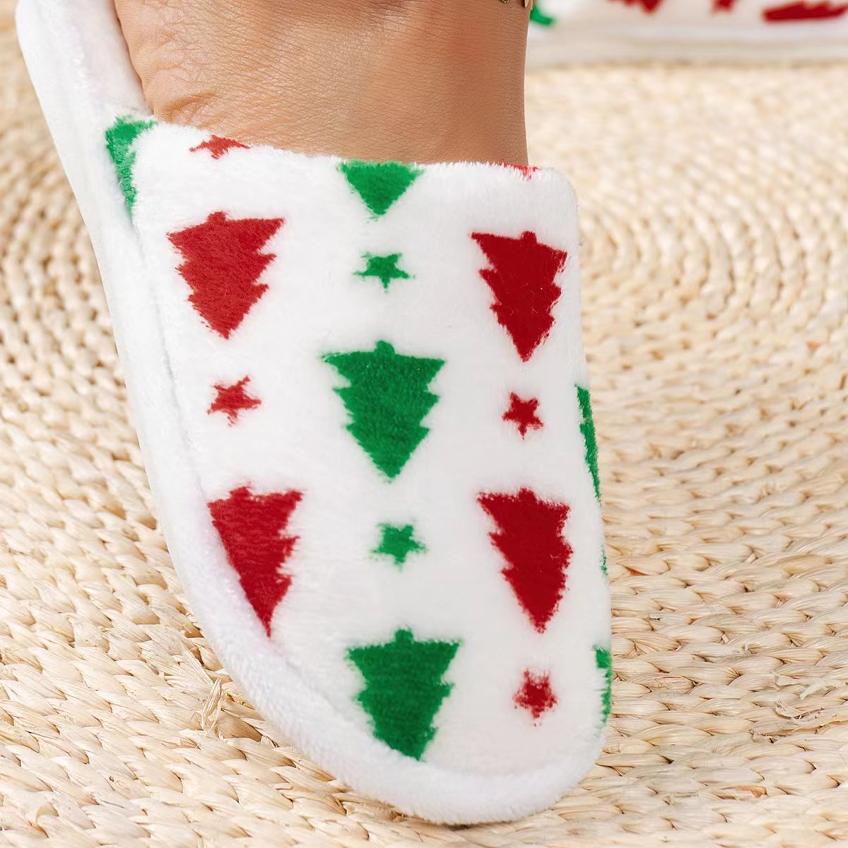Warm Christmas Fuzzy Fur Slippers Fluffy Slide Shoes