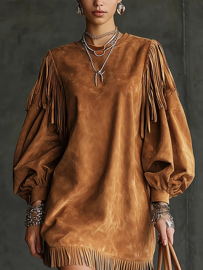 Bohemian Maxi Dress with Flared Sleeves - OutfitLondon