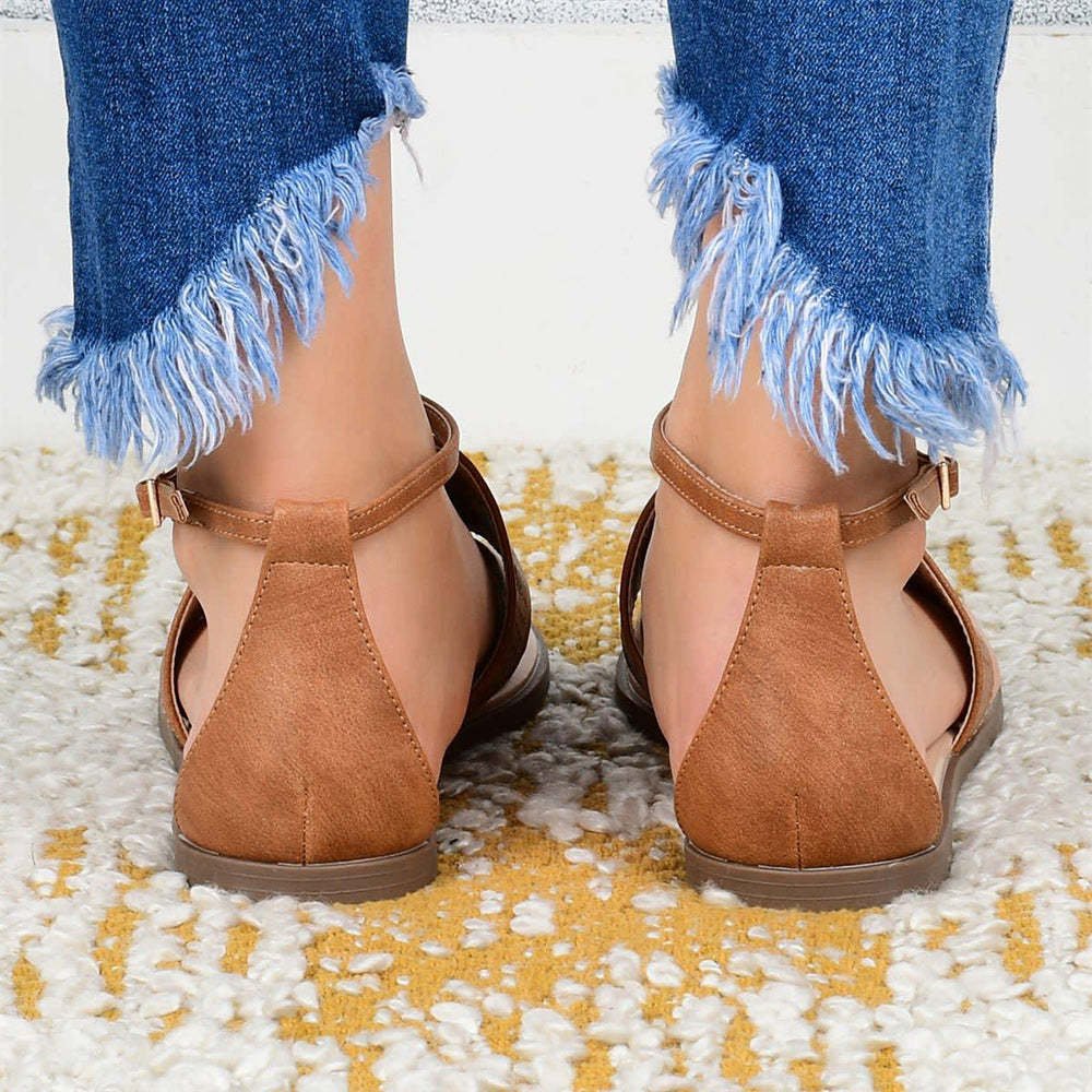 Summer Women Roman Style Hollow Clip Toe Thong Flat Sandals Flip Flops
