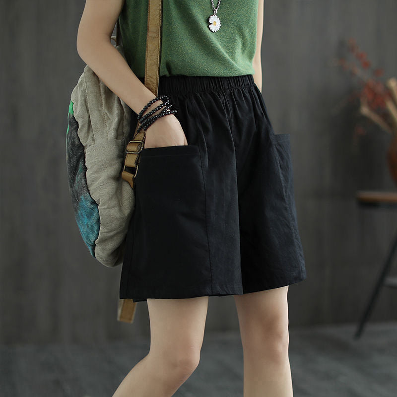 Women's Casual Cotton Loose Straight-Leg Cargo Shorts