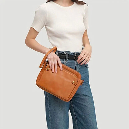 Three-Layer Crossbody Leather Shoulder Bag & Clutch