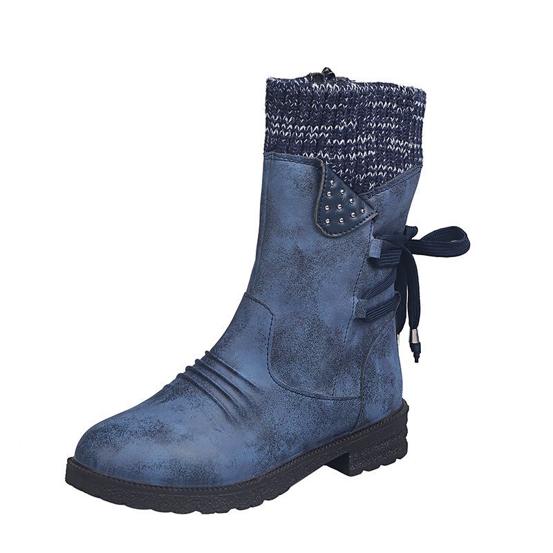 Waterproof Suede Block Heel Ankle Boots Side Zipper Booties