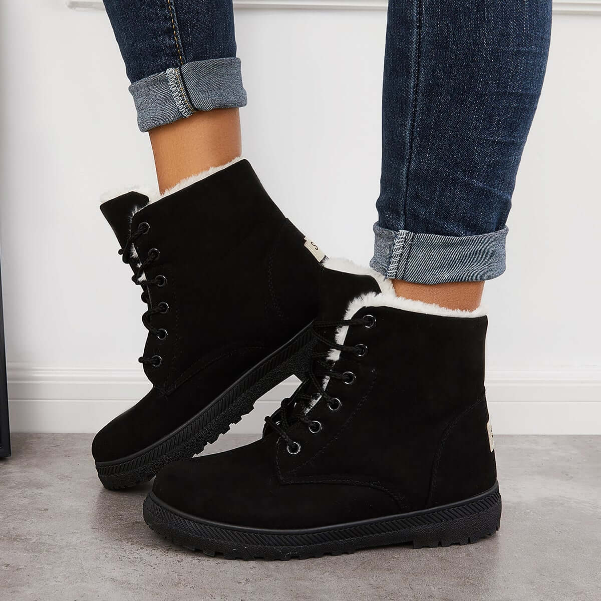 Comfort Warm Fur Flat Waterproof Snow Ankle Boots Cotton Lined Winter Booties