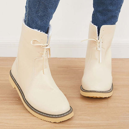Warm Cotton Lined Waterproof Snow Ankle Boots Wide Width Flat Booties