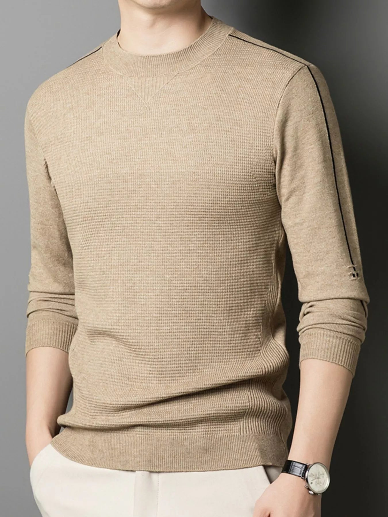 Slim Fit Casual Crew Neck Pullover Sweater