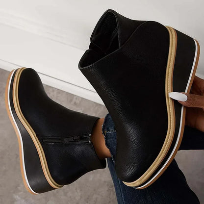 Fashionable Ankle Boots with Side Zipper