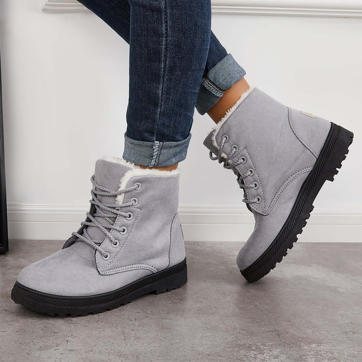 Comfort Warm Fur Flat Waterproof Snow Ankle Boots Cotton Lined Winter Booties