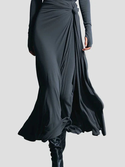 Elegant Flowy Long Sleeve Midi Dress