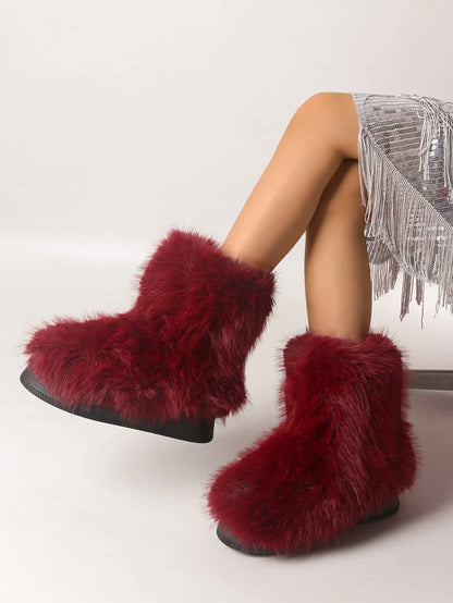 Warm Faux Fur Ankle Boots for Women