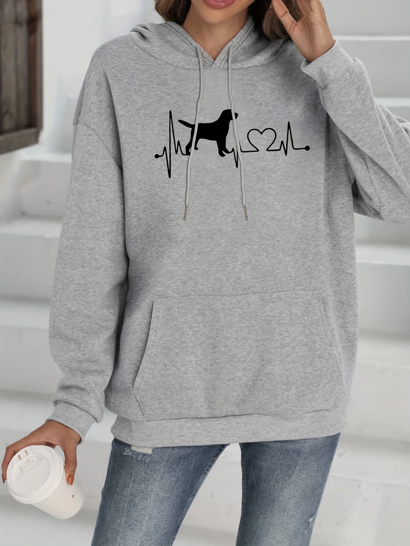 Comfortable Women's Relaxed Fit Sweatshirt with Funny Puppy Graphic