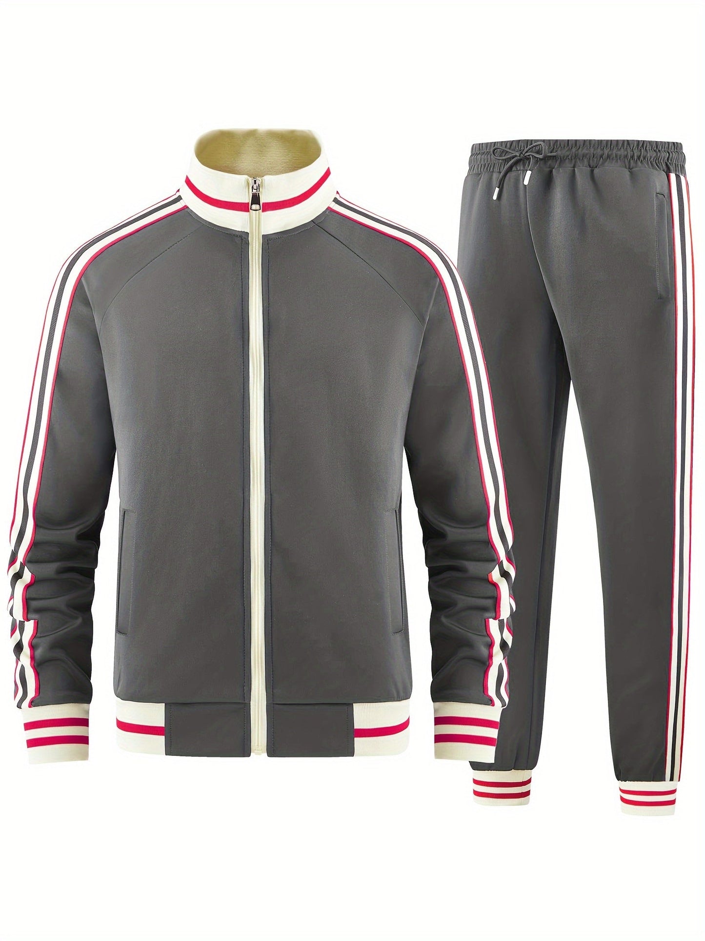 Relaxed Fit Men's Zipper Tracksuit Set