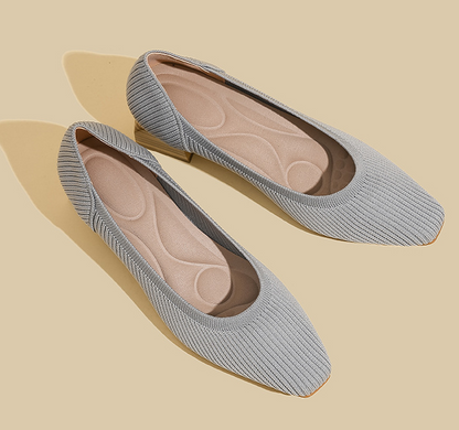 Comfortable Classy Knit Cap Toe Flats-Grey