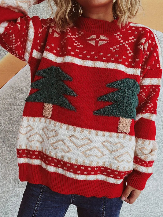 Warm Festive Crew Neck Christmas Sweater - OutfitLondon