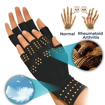 Fingerless Arthritis Gloves | Magnetic Compression Gloves for Arthritis Pain Relief - Improved Circulation - Reduced Swelling