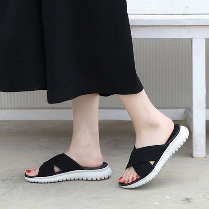 Women Orthopedic Sandals Mesh Anti-slip Broad Strap Beach Flat Sildes